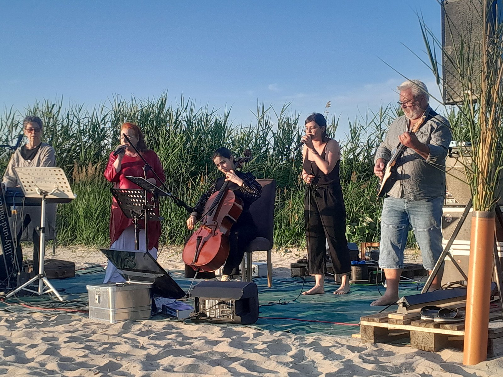 zeigt Musikergruppe
