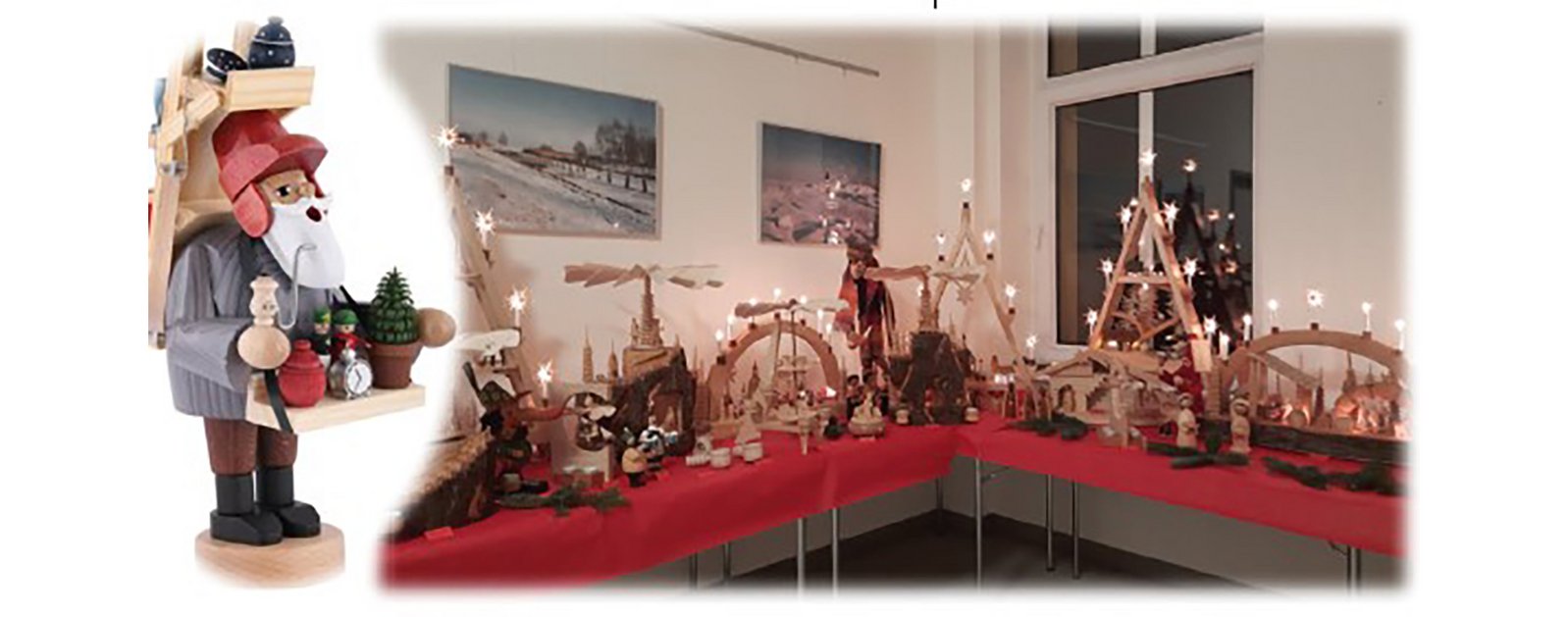 zeigt weihnachtliche Motive erzgebirgischer Schnitzkunst