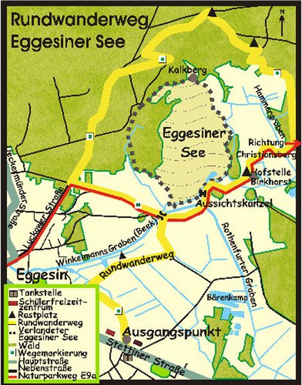 zeigt Übersichtskarte Rundwanderweg Eggesiner See