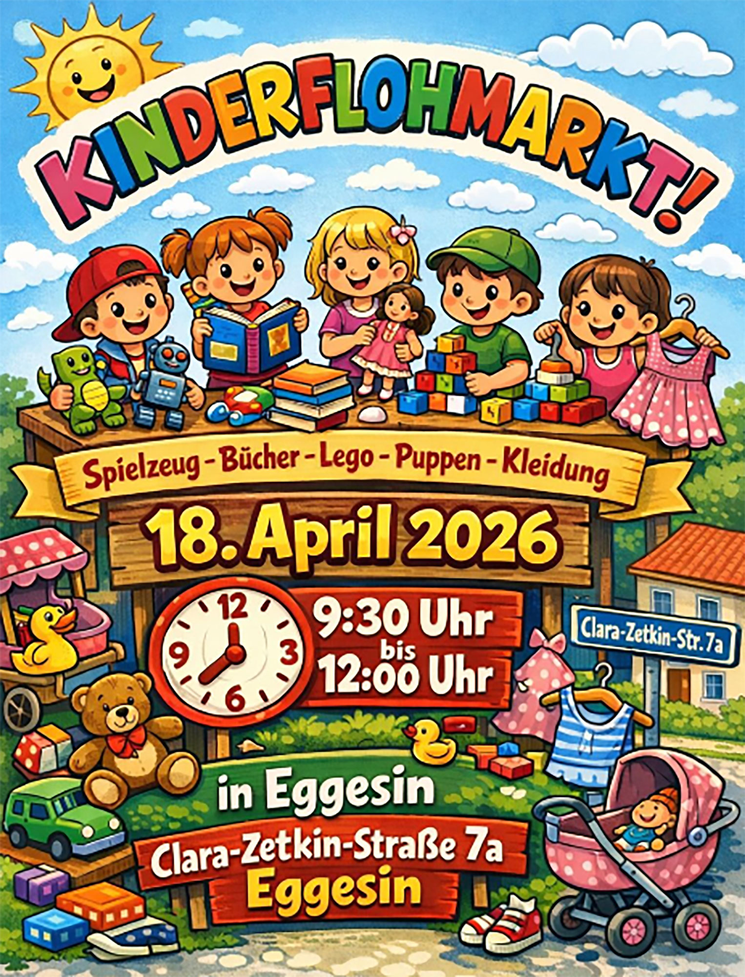 zeigt den Flyer des Flohmarktes