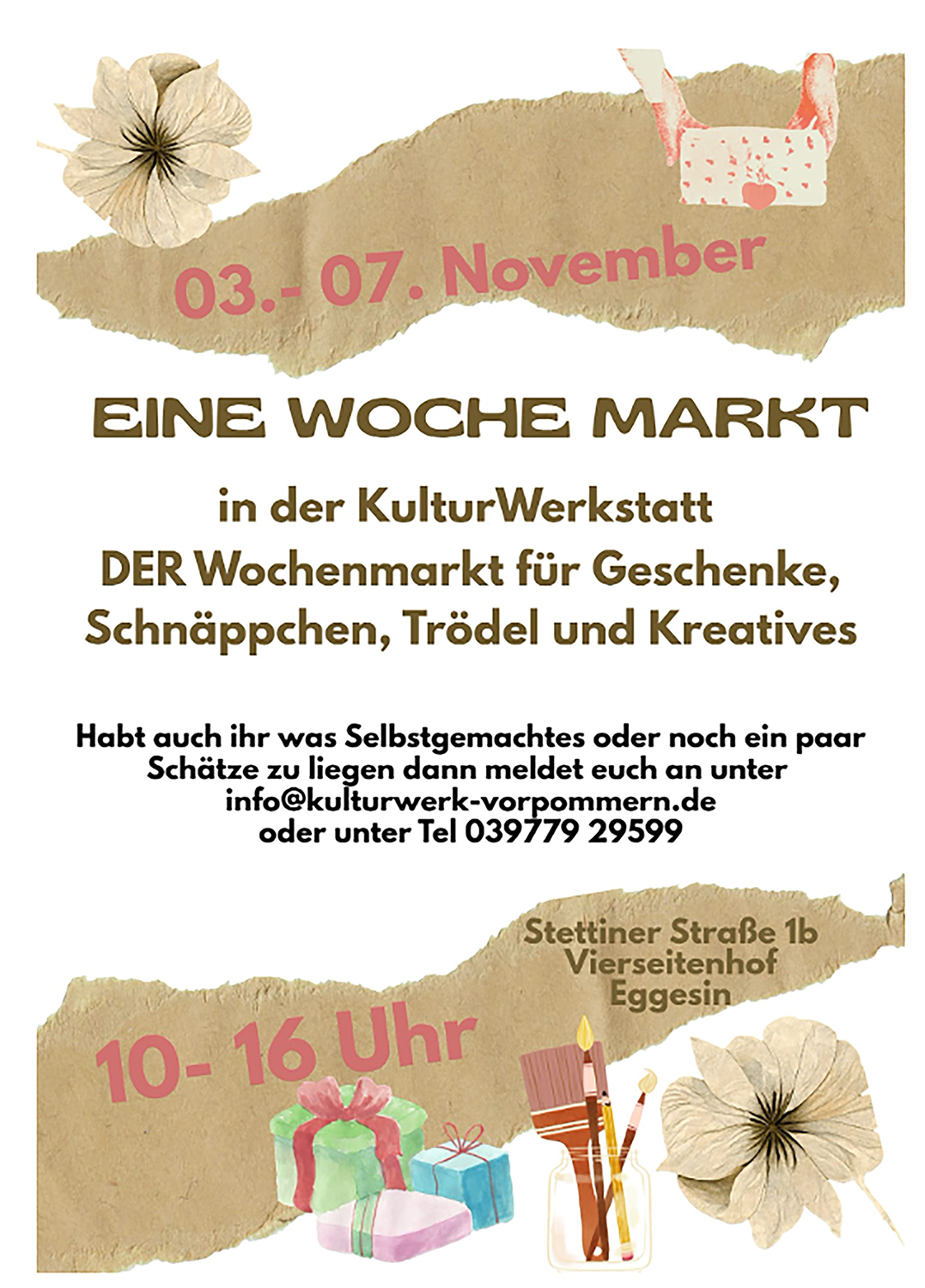 zeigt Plakat mit Veranstaltungsdetails